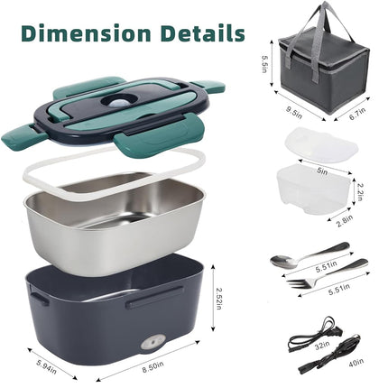 SOHIDA Electric Lunch Box Food Heater, 80W Portable Warmer (Green)