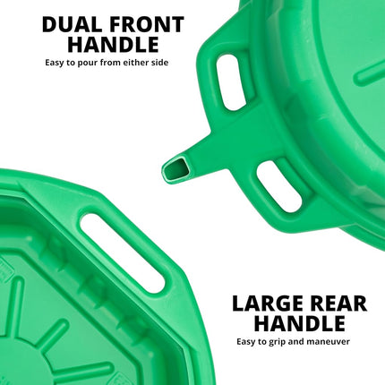 Neiko 20761A Large Coolant/Oil Drain Pan, 4 Gallon (16L) Capacity, Antifreeze Green Plastic Anti Splash Oil Pan, Motor Oil Drip Catcher Pan, Non Spill Pour Spout, Oil Catch Pan for Changing Oil