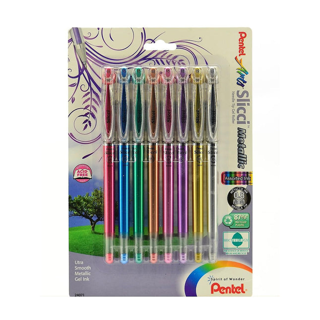 Pentel Slicci Gel Metallic Pen Set of 8