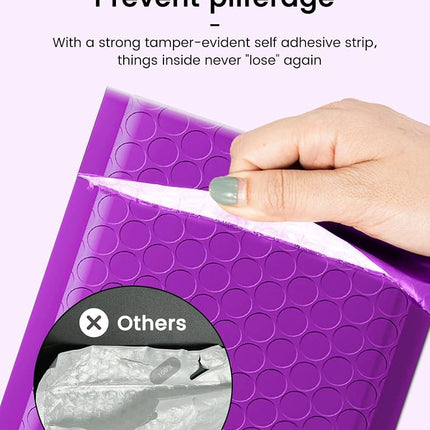 GSSSUSA 50 Pack 4x8 Padded Bubble Mailers, 4x7 Inch Usable Size Small Envelopes with Adhesive Strip for Jewelry Mailing Small Business, Purple