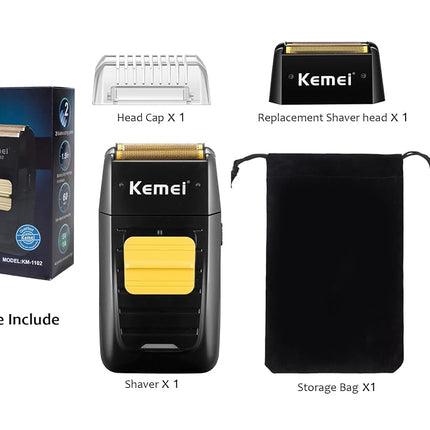 KEMEI Foil Shaver Double Electric Shaver for Men, Professional Electric Razors Head Shaver for Bald Men, Barber Supplies Cordless Rechargeable