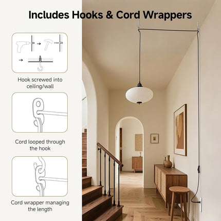 Cable Matters 2-Pack Hanging Light Cord with Switch 8 Ft (Pendant Light Cord, Light Socket with Cord) in Black
