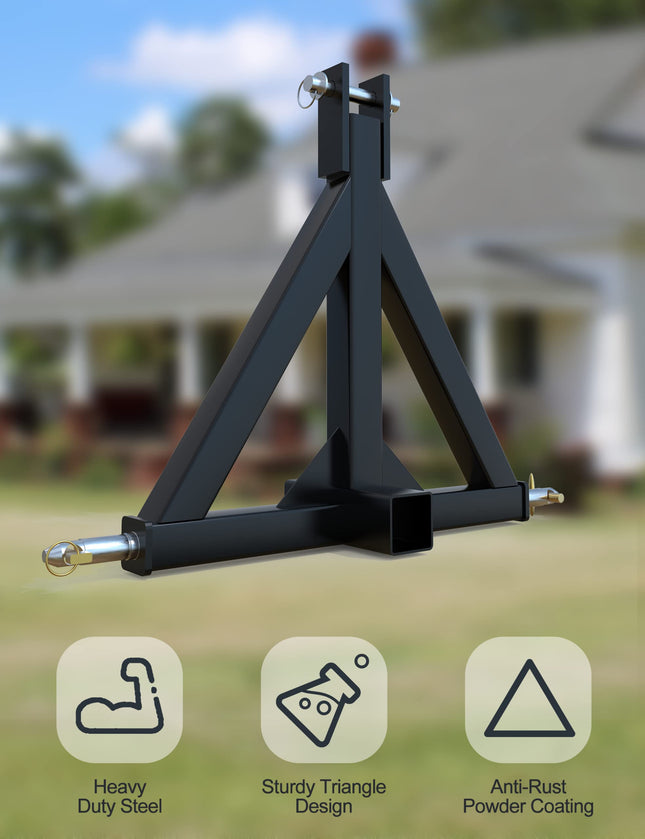 VerisShade 3 Point Trailer Hitch with 2" Receiver for Category 1, 3 Pt Tractor Quick Hitch Drawbar Adapter for Kubota, BX, LM25H, WLM Tractor, NorTrac, Yanmar, Kioti, Cat, John Deere, 27.95"