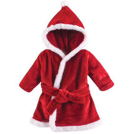 Hudson Baby Soft Plush Baby Bathrobe, Santa, 0-9 M