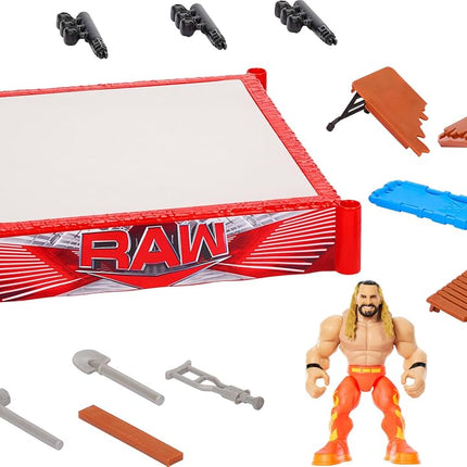 WWE Knuckle Crunchers Action Figure & Rebound Ring Playset, Includes 2.5-inch Seth Rollins Figure with Crunching Joints, Accessories & Flex Mat Technology, JFK77