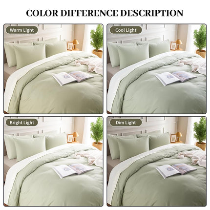 NEXHOME PRO Twin Duvet Cover Set – 100% Certified Organic Cotton with Washed Feel & Linen-Like Texture, Comfortable & Breathable, Home Bedding Set Sage Green (No Comforter)