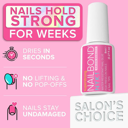 NYK1 Super Strong Nail Glue for Press Ons, Nail Tips & False Nails | 8ml