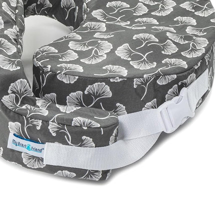 My Brest Friend Original Nursing Pillow Enhanced Ergonomics Essential Breastfeeding Pillow Support For Mom & Baby W/Convenient Side Pocket, Double Straps & Slipcover, Grey Flowing Fans