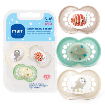 MAM Day & Night Silicone Orthodontic Pacifiers Set