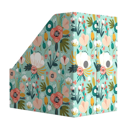 ANSSDO Cardboard Magazine Holder Premium Magazine File Holder Organizer, Magazine File Organizer, Large Volume Magazine Storage Box as Book Bins or Folder Holder for Desk - Teal Floral 12 Pack