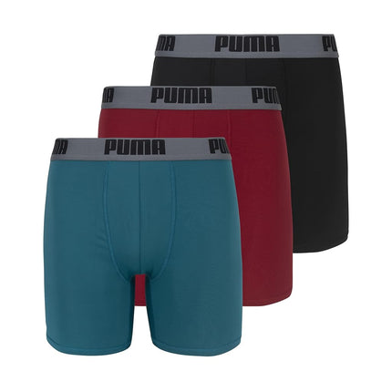 PUMA Men's 3 Pack Boxer Brief, Teal, Small