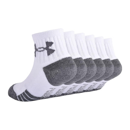 Under Armour Boys' Multi Pack Quarter Sock, White (Grey Band), 4-6 Years