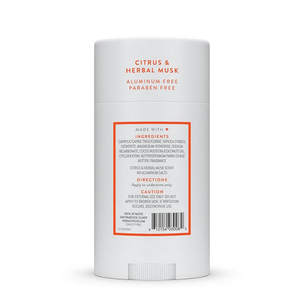 Deodorant - Natural Deodorant for Women and Men - Vegan, Gluten Free, Cruelty Free - Contains Probiotics - Aluminium Free & Paraben Free, Naturally Derived Ingredients - Citrus & Herbal Musk