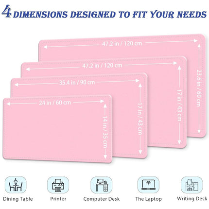 47.2" x 23.6" Large Desk Pad - Non-Slip PU Leather, Waterproof Writing Mat for Keyboard & Mouse, Fairy Tale Pink