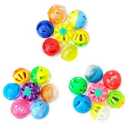 CHIWAVA 36PCS Plastic Noisy Cat Toy Ball with Bell Kitten Chase Toys 8 Type