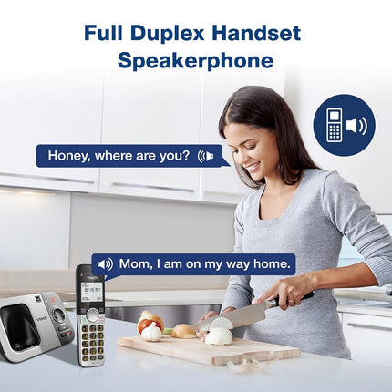VTech VG232-4 Cordless Phone with Answering Machine, 4 Headphones, Large Buttons, Full Duplex Speaker, Caller ID, Last Conversion of 10 Songs