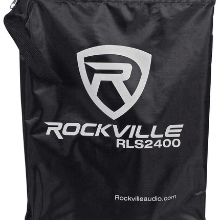 Soporte ligero y plegable para DJ Rockville RLS2400 con estante adicional y bolsa de viaje