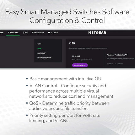 NETGEAR 5-Port Gigabit Ethernet Plus Switch (GS105Ev2) - Managed, Desktop or Wall Mount, and Limited Lifetime Protection