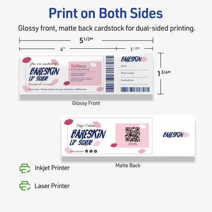 Avery Printable Rectangle Tickets, 1-3/4" x 5-1/2", Glossy White Cardstock, Laser/Inkjet Printable, 500 Total