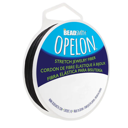 The Beadsmith Opelon Stretch Cord – Elastic Beading Fiber, Black, 1.2 mm Diameter, 5 Meters (16.4 ft) Spool