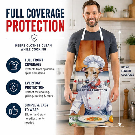 Caroline's Treasures Whippet The Chef Apron Cooking Kitchen Server Baking Crafts Gardening for Adult Women Men, Unisex, Large, Multicolor