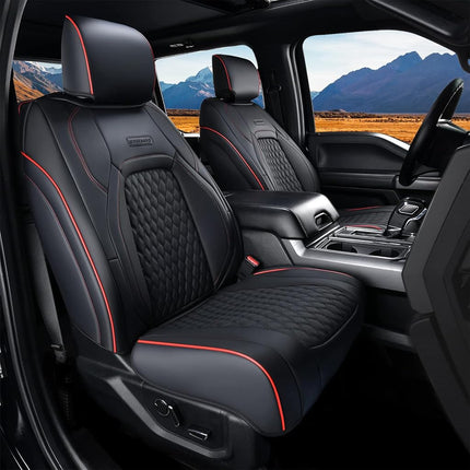 Fundas de asiento Coverado, juego completo para Jeep Wrangler, fundas de asiento de coche impermeables para automóvil, fundas de asiento de camión a medida para 2008-2012 Jeep Wrangler JK, fundas de asiento para coche de 4 puertas (línea roja)