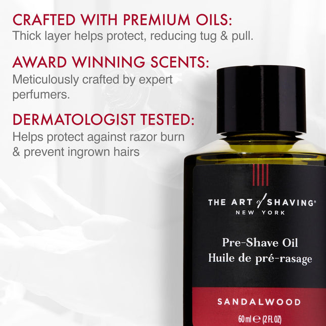 Huile de Pré-Rasage The Art Of Shaving - Huile Essentielle de Santal (Pour Tous Types de Peau) - 60ml
