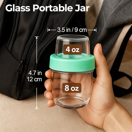 ComSaf Yogurt and Cereal Glass 240 ml Pack of 4 with Compartment 120 ml