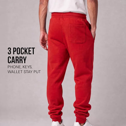Southpole Men's 1570 Basic Active Fleece Jogger Sweatpants, Red, Medium