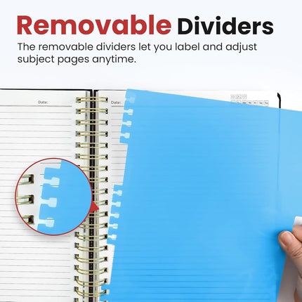 Taja Spiral Notebooks for Work 5 Subject Notebook with Removable Dividers