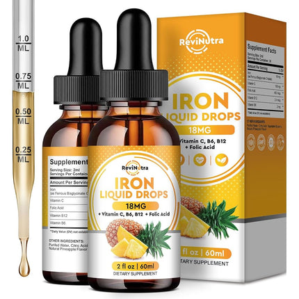 2 Pack Liquid Iron Supplement for Women, Men & Kid