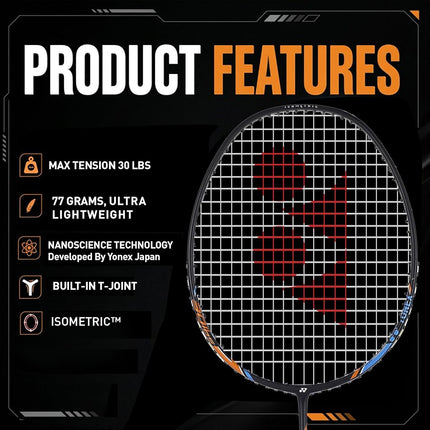 Yonex Nanoray Light 18i Badminton Racquet | Color: Black | Size: G4-5U | Material: Graphite | with Full Cover | Ultra-Light Weight: 77 Gram | Tension: 30 Lbs | Nanoscience Technology | Isometric Head
