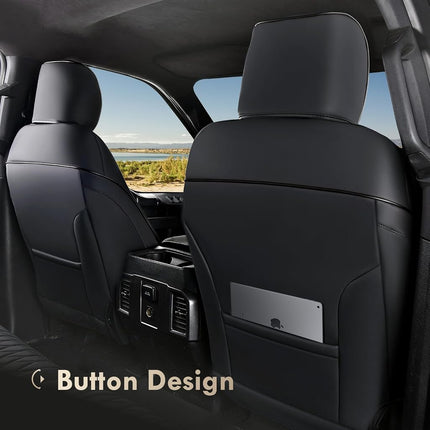Fundas de asiento de cuero Coverado, juego completo, aptas para Ford F150 F250 F350 F450, fundas de asiento impermeables para Ford F150, aptas para F150 2015-2025 y F250 F350 F450 2017-2025 (Negro)