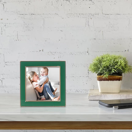 4x4 Gold Metal and Green Enamel Picture Frame