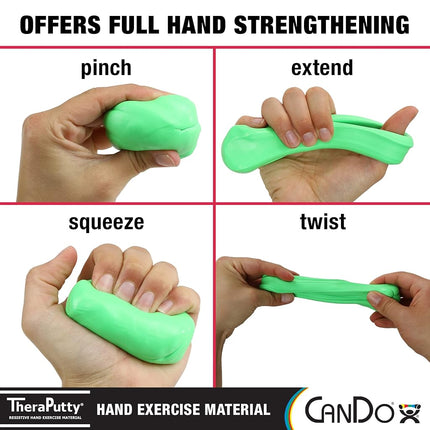 CanDo TheraPutty Standard Hand Exercise Putty for Rehabilitation, Exercises, Hand Therapy, Occupational Therapy, Hand Strengthening, Improve Motor Skills, Stress Relief, Green: Medium, 2-ounce, (10-0902)