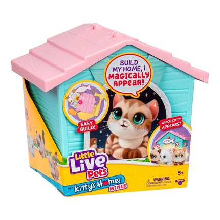 Little Live Pets My Kitty's Home Mini Playset, Mystery Kitty Plush Reveal, Build and Decorate Toy Pet Carrier, Repeat Play, Cat House Toys for Kids 5+
