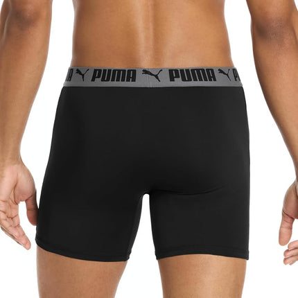 PUMA Men's 4 Pack Active Stretch Boxer Briefs, Black, S