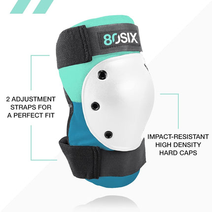 80Six Multi-Sport Pad Set - Knee Pads, Wristguards, Elbow Pads, Full Protective Gear for Kids, for BMX, Cycling, Inline Skating, Skate, Roller Skates, Skateboard Accessories (Stone Blue, Ages 8+)