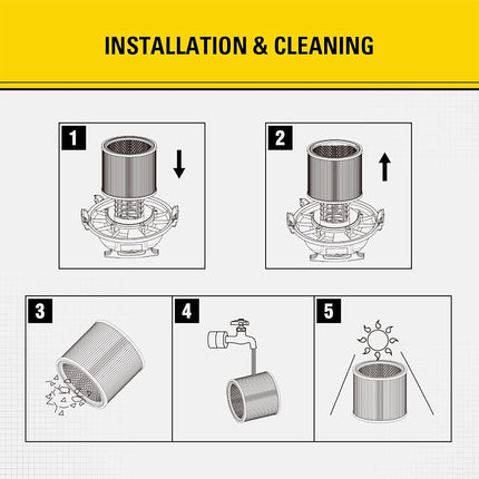 Stanley Cartridge Filter for Most 5-18 Gallon Wet/Dry Vacuum Cleaners, 08-2566B