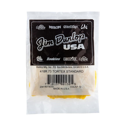 Uñetas Dunlop - Tortex Standard Amarillas 0,73mm - Bolsa de 72