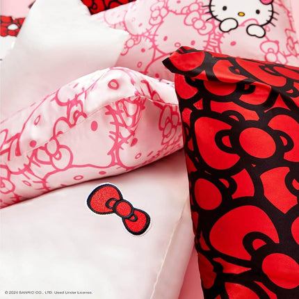 Kitsch x Hello Kitty (Solid Pink Kitty Face) - Satin Pillowcase with Zipper for Hair and Skin, Softer Than Silk Pillow Case, Smooth Cooling Pillow Covers, Machine Washable, King Size (19x36)