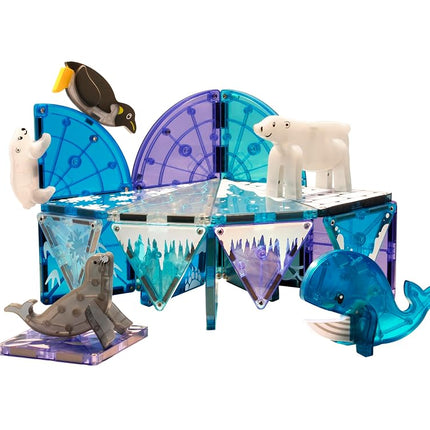 Magna-Tiles Arctic Animals 25-Piece Magnetic Tile Set for Kids Ages 3+ | Polar Bear, Penguin, Seal, Narwhal & Whale Figures | STEM Educational Magnetic Building Blocks Compatible with Leading Brands