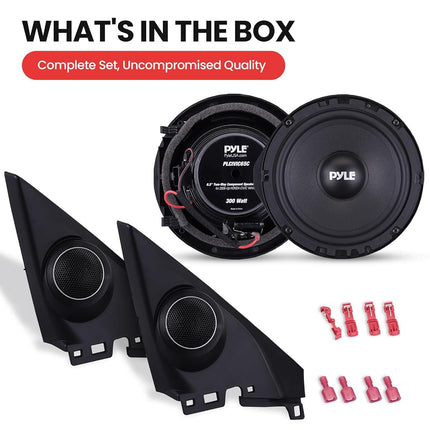 6.5” Two Way Coaxial Speaker System for 2006 and Up Vehicles, 300 Watts, 4 Ohm, Butyl Rubber Surround, 1'' High-Temperature KSV Voice Coil, Black Sandblasting Paper Cone
