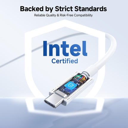 Cable Matters Cable Thunderbolt 5 de 80 Gbps [con certificación Intel] con aumento de ancho de banda de hasta 120 Gbps y carga de 240 W en blanco - 1 m/3.3 pies, compatible con Thunderbolt 4, USB 4 y USB-C