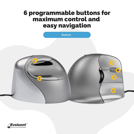 Ergonomic mouse Evoluent VerticalMouse 4 Right Regular, Black, Grey/Silver, Medium/Large, VM4R