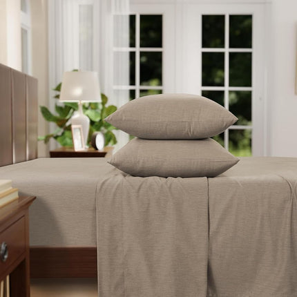 IZOD - Melange Performance Cotton Sheet Set, Durable & Long Lasting Fabric, Deep Pocket Sheets (300 TC, Twin/Khaki)