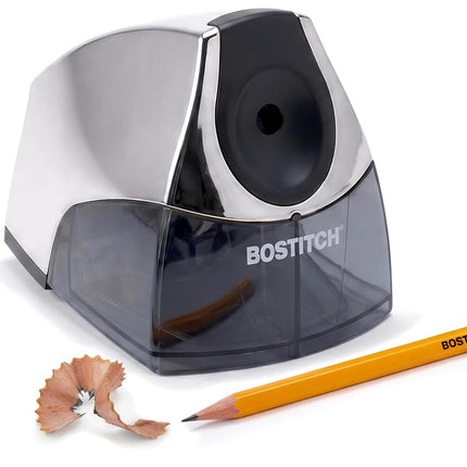 Bostitch Office Personal Electric Pencil Sharpener, Powerful Stall-Free Motor, High Capacity Shavings Tray, 7yr Warranty, Chrome Metallic