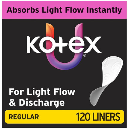 Kotex Absorbent Flat Liners, Light Absorbency, Reg