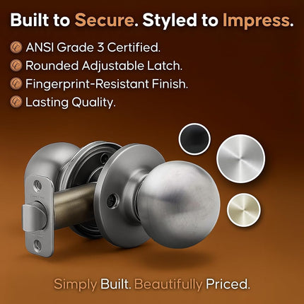 Copper Creek CK2020SS-6 Colonial Passage Function Door 6 knob Multipack, Satin Stainless Finish