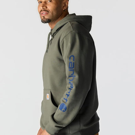 Carhartt Men's Loose Midweight Logo Sleeve Print Pullover Hoodie Sweatshirt, G5